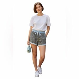 ANTHROPOLOGIE DOLAN SEQUINED SILK SHORTS.